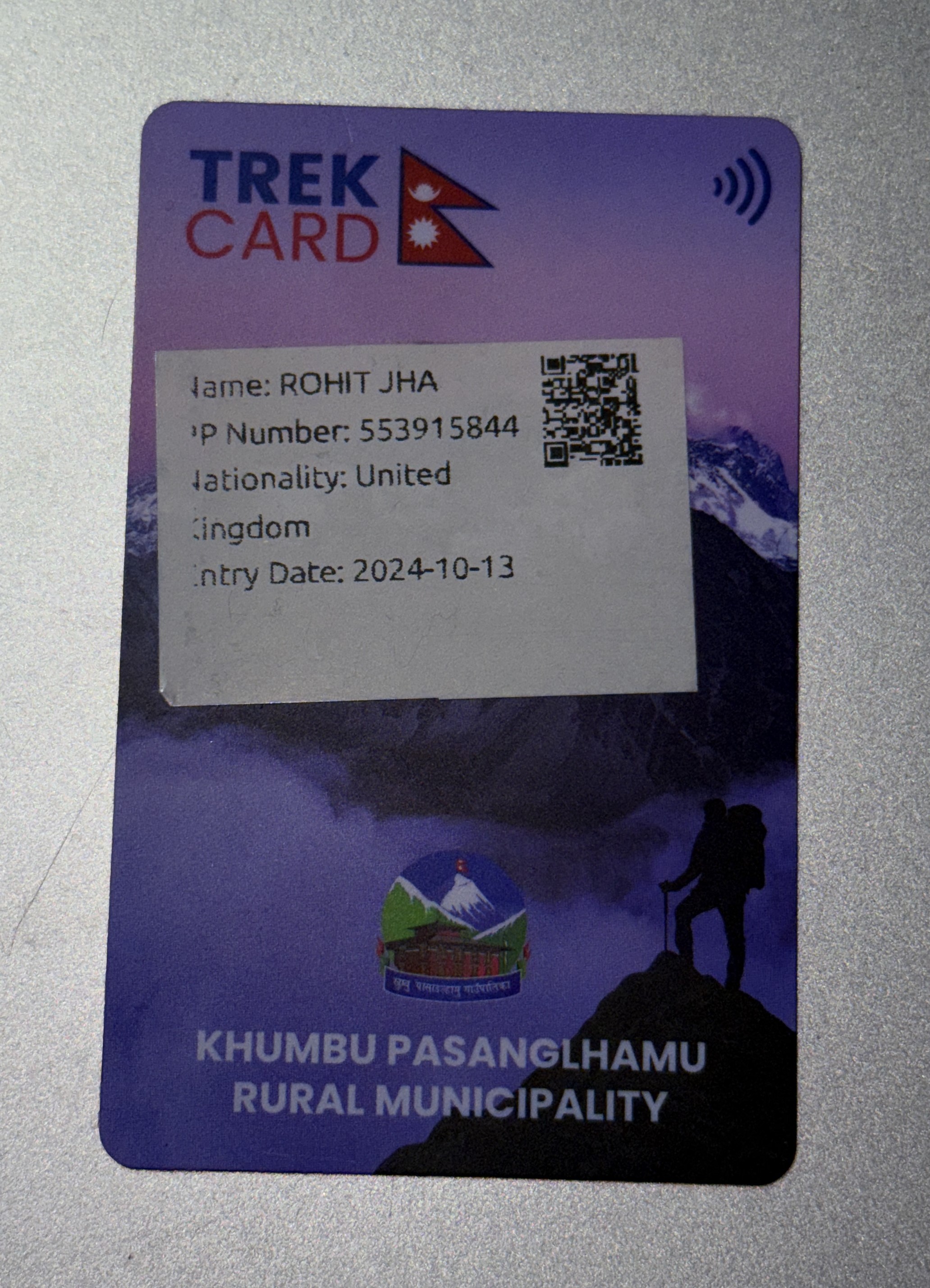Trek Card Permit for Everest Base Camp Trek 