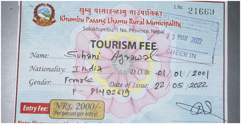 KHumbu Pasang Lhambu Rural Muncipiplity Permit for Everest Base Camp Trek