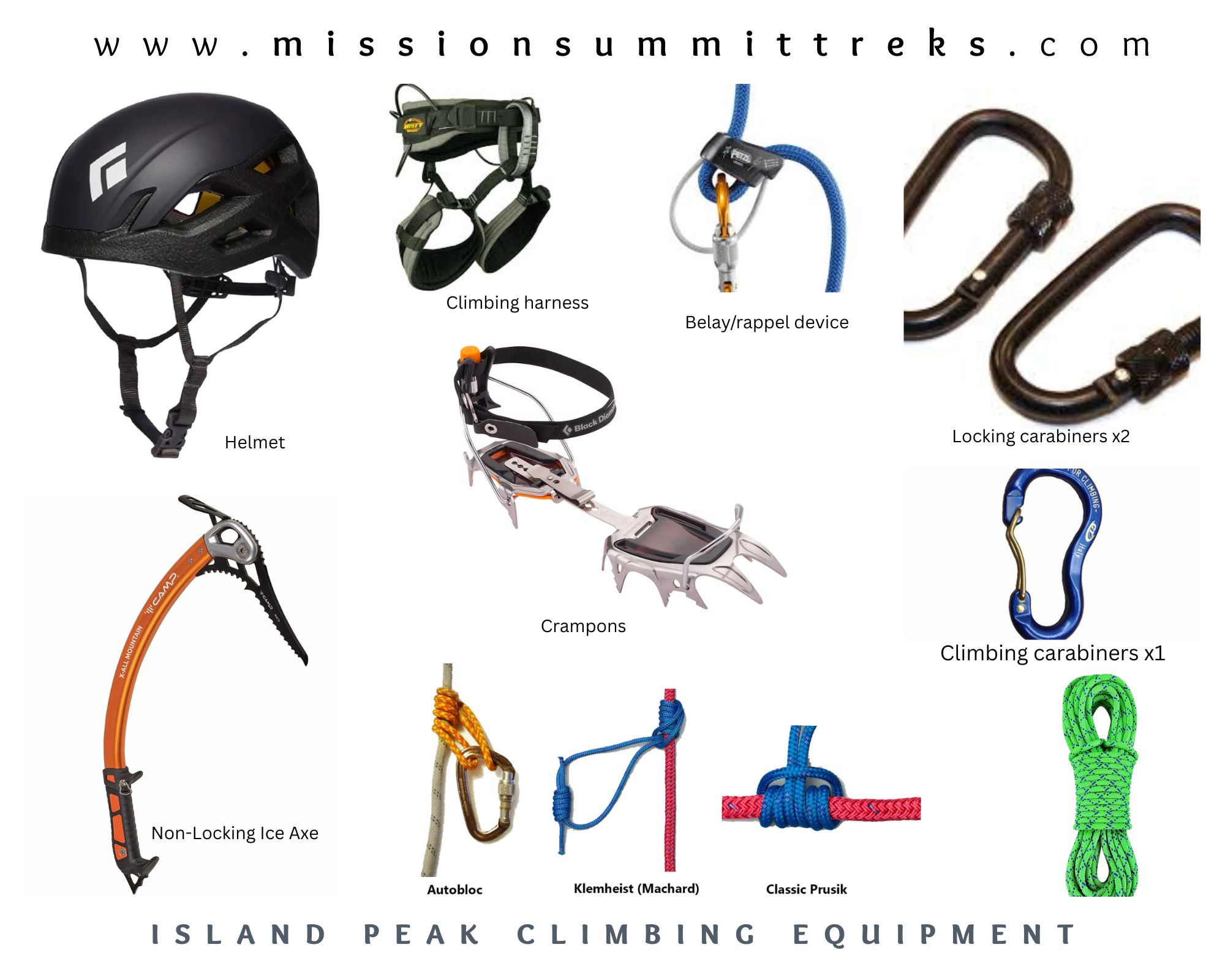Island peak climbing equipment 
